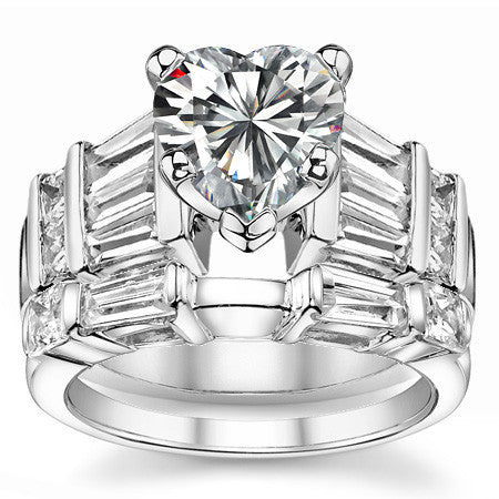 Square & Baguette Moissanite Engagement Ring Setting, 1.6ct