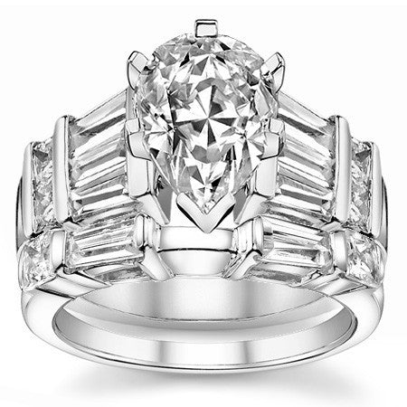 Square & Baguette Moissanite Engagement Ring Setting, 1.6ct