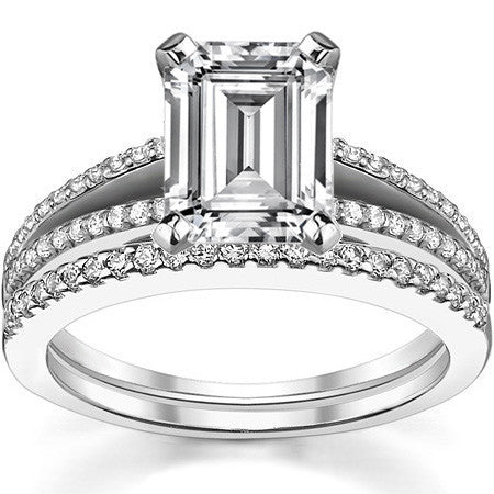 Moissanite & Diamond Engagement Split Shank Ring, 0.34ct