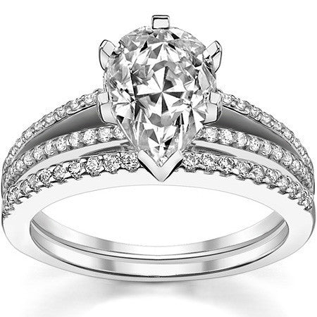 Moissanite & Diamond Engagement Split Shank Ring, 0.34ct