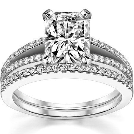 Moissanite & Diamond Engagement Split Shank Ring, 0.34ct
