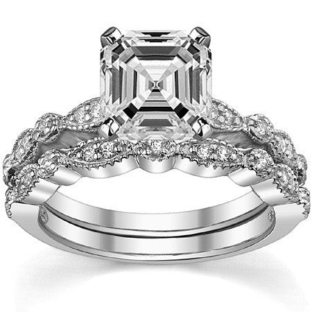 Round Brilliant Moissanite Petite Milgrain Engagement Ring