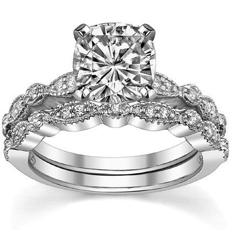 Round Brilliant Moissanite Petite Milgrain Engagement Ring