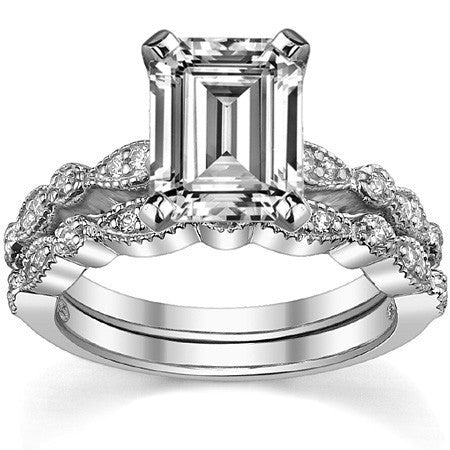 Round Brilliant Moissanite Petite Milgrain Engagement Ring