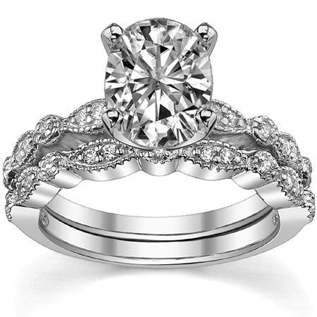 Round Brilliant Moissanite Petite Milgrain Engagement Ring