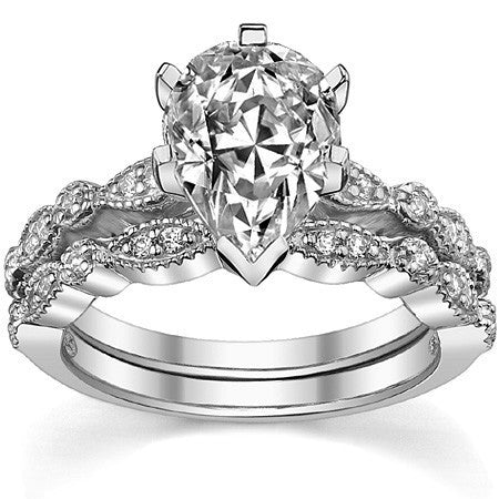 Round Brilliant Moissanite Petite Milgrain Engagement Ring