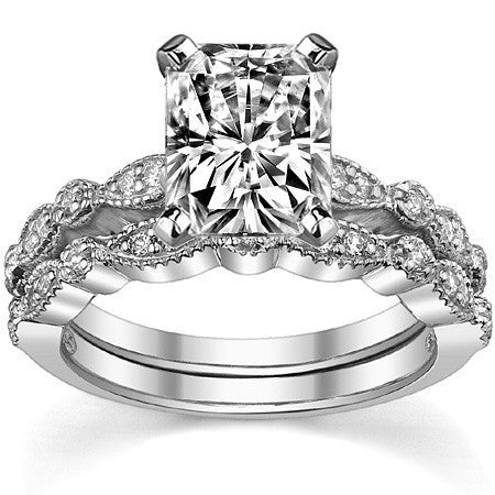 Round Brilliant Moissanite Petite Milgrain Engagement Ring