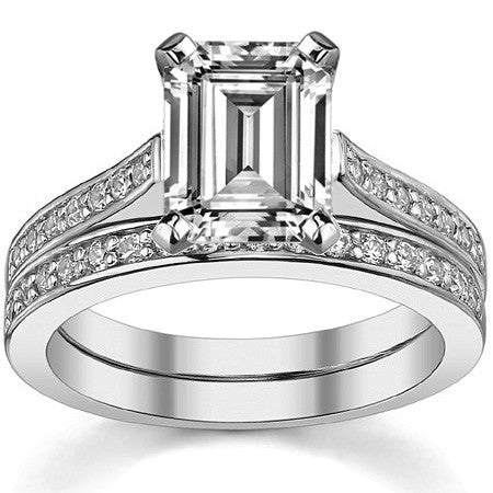 Round Brilliant Moissanite Petite Cathedral Engagement Ring, 0.21ct