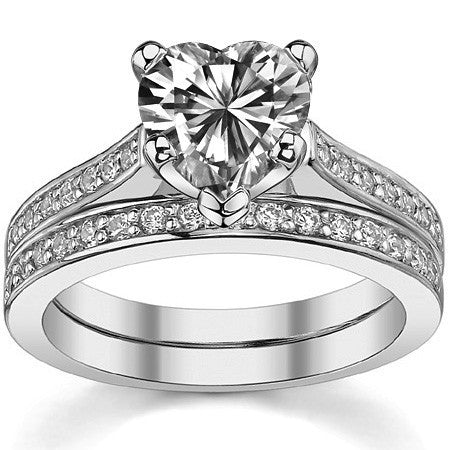 Round Brilliant Moissanite Petite Cathedral Engagement Ring, 0.21ct