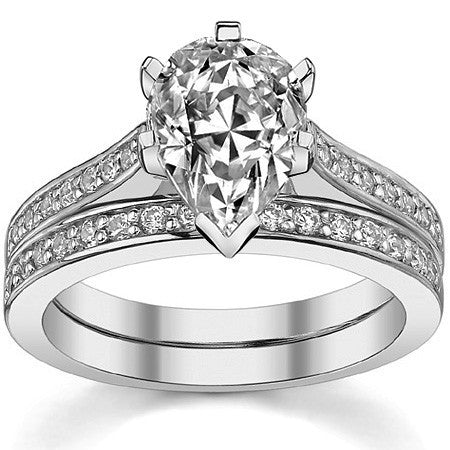 Round Brilliant Moissanite Petite Cathedral Engagement Ring, 0.21ct