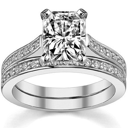 Round Brilliant Moissanite Petite Cathedral Engagement Ring, 0.21ct