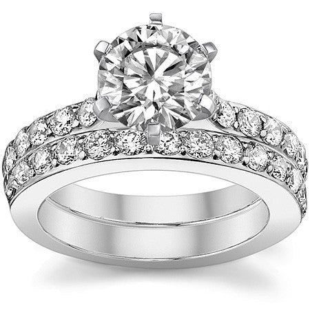 Round Brilliant Moissanite Cathedral Engagement Ring, .84ct