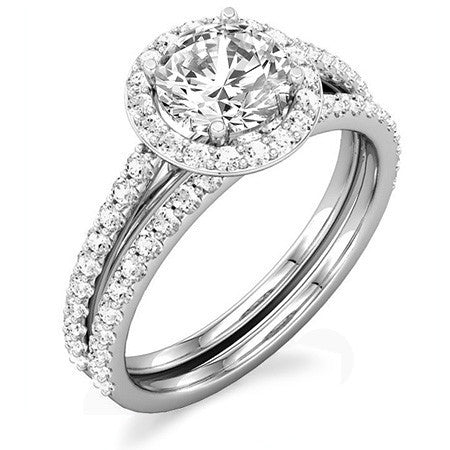 Round Petite Halo Moissanite Engagement Ring