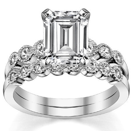 Round Brilliant Moissanite Milgrain Bezel Engagement Ring, 0.22ct