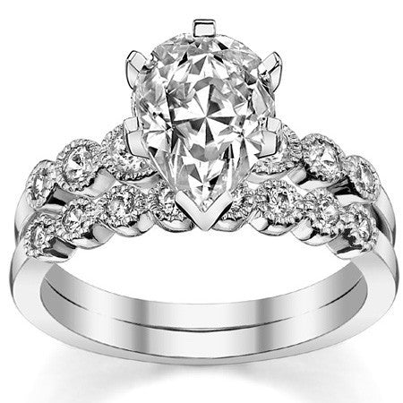Round Brilliant Moissanite Milgrain Bezel Engagement Ring, 0.22ct