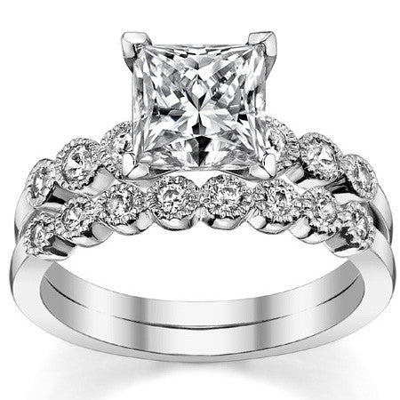 Round Brilliant Moissanite Milgrain Bezel Engagement Ring, 0.22ct