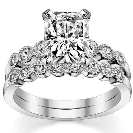 Round Brilliant Moissanite Milgrain Bezel Engagement Ring, 0.22ct