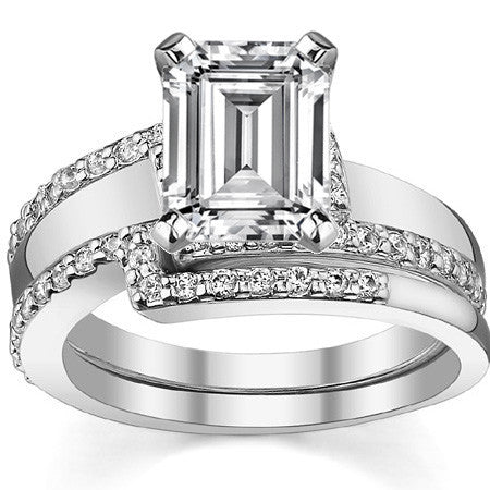 Round Brilliant Moissanite & Diamond Bypass Engagement Ring, 0.23ct