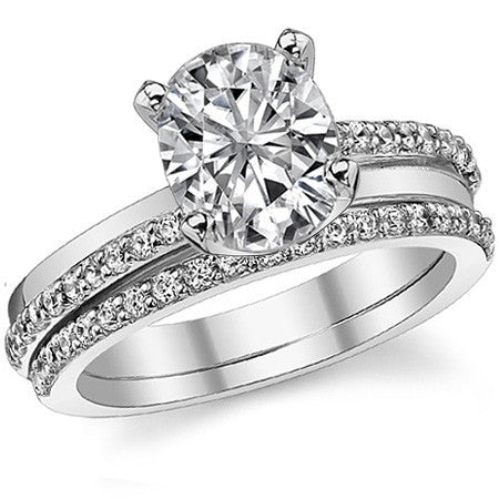 Round Brilliant Moissanite Bypass Engagement Ring, 0.20ct