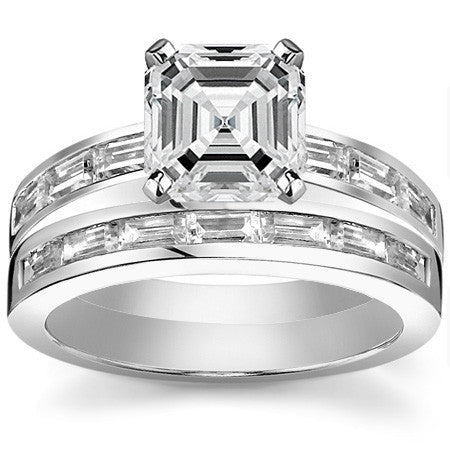 Baguette Moissanite Engagement Ring Setting 0.60ct