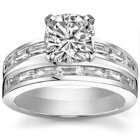 Baguette Moissanite Engagement Ring Setting 0.60ct