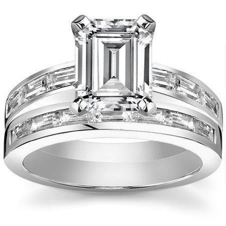 Baguette Moissanite Engagement Ring Setting 0.60ct