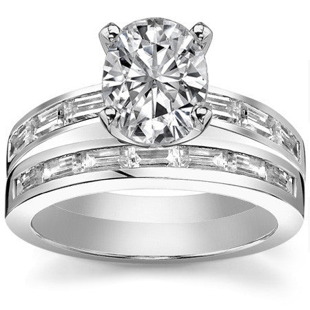 Baguette Moissanite Engagement Ring Setting 0.60ct