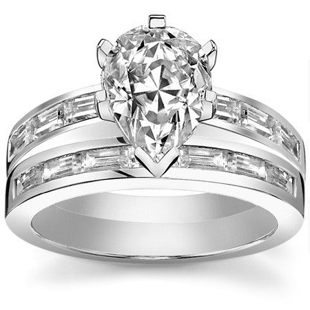 Baguette Moissanite Engagement Ring Setting 0.60ct