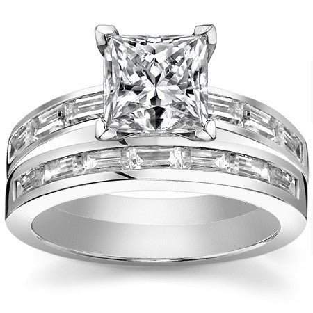 Baguette Moissanite Engagement Ring Setting 0.60ct