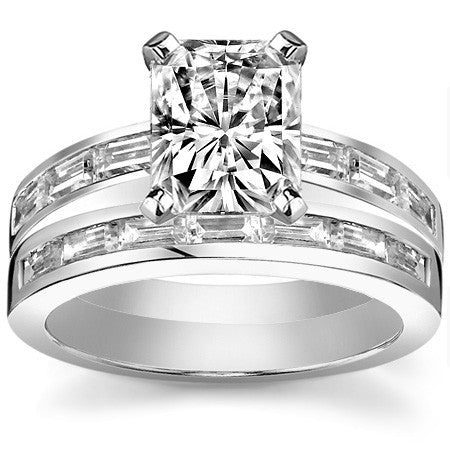 Baguette Moissanite Engagement Ring Setting 0.60ct