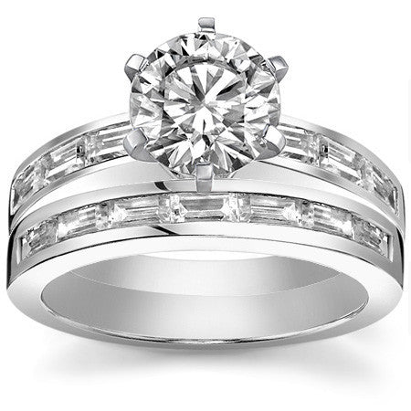 Baguette Moissanite Engagement Ring Setting 0.60ct