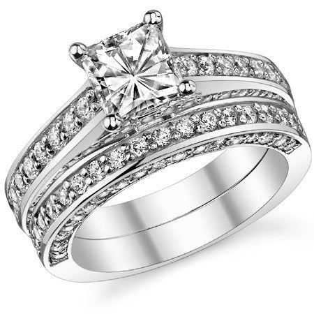 Princess Cathedral Moissanite Engagement Ring