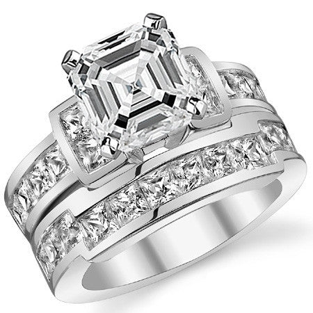 Square Channel Set Engagement Ring Setting, 1.6ct