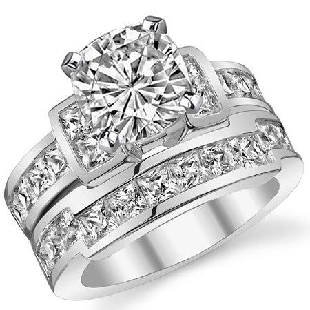 Square Channel Set Engagement Ring Setting, 1.6ct