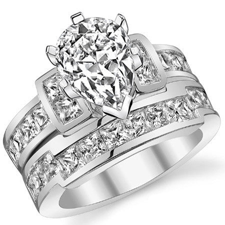 Square Channel Set Engagement Ring Setting, 1.6ct
