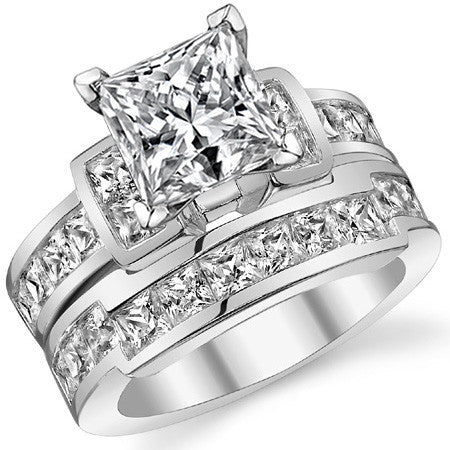 Square Channel Set Engagement Ring Setting, 1.6ct