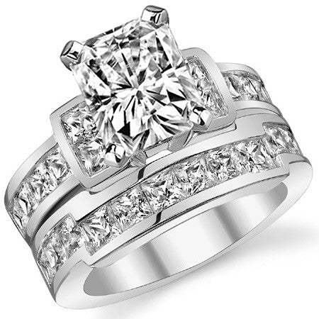 Square Channel Set Engagement Ring Setting, 1.6ct