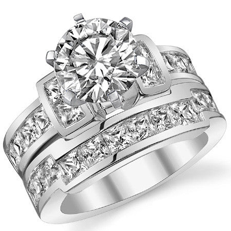 Square Channel Set Engagement Ring Setting, 1.6ct