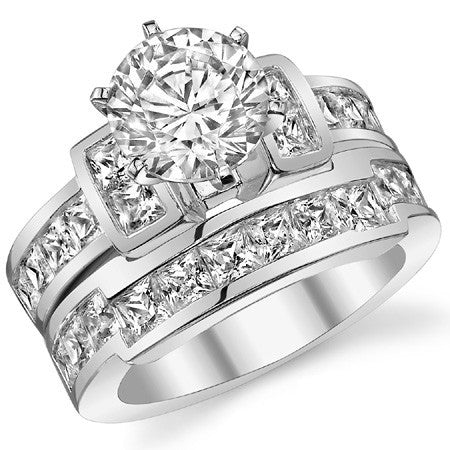 Square Channel Set Engagement Ring Setting, 1.6ct