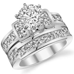 Square Channel Set Engagement Ring Setting, 1.6ct