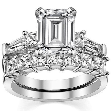 Square & Baguette Moissanite Engagement Ring Setting, 0.72ct