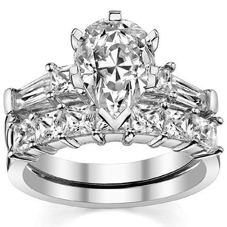 Square & Baguette Moissanite Engagement Ring Setting, 0.72ct