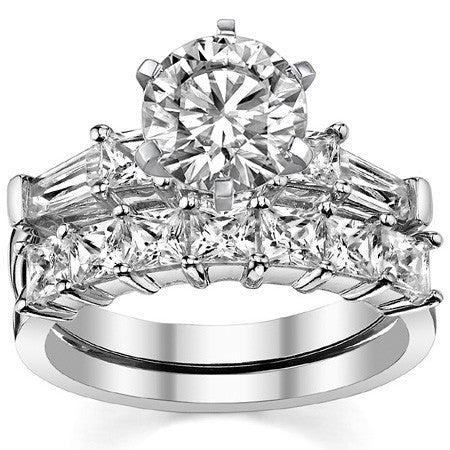 Square & Baguette Moissanite Engagement Ring Setting, 0.72ct