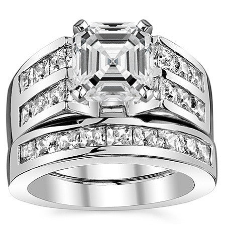 Square Moissanite Engagement Ring Setting, 2.1ct
