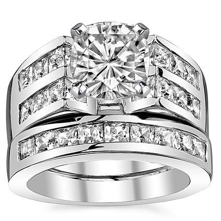 Square Moissanite Engagement Ring Setting, 2.1ct