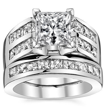 Square Moissanite Engagement Ring Setting, 2.1ct