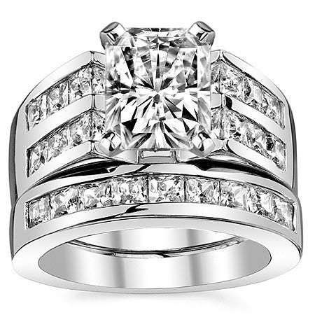 Square Moissanite Engagement Ring Setting, 2.1ct