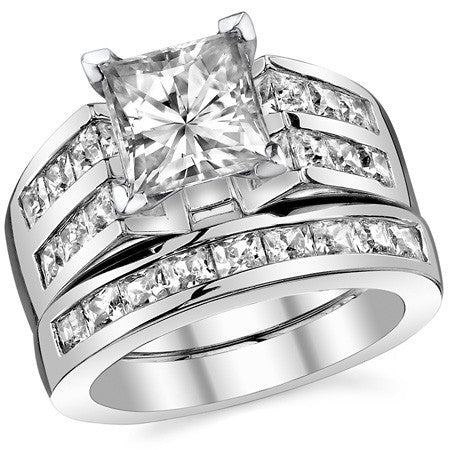 Square Moissanite Engagement Ring Setting, 2.1ct