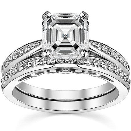 Round Brilliant Moissanite Sculpted Antique Engagement Ring