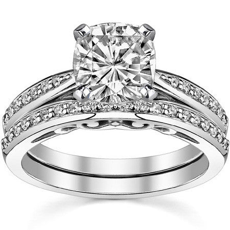 Round Brilliant Moissanite Sculpted Antique Engagement Ring